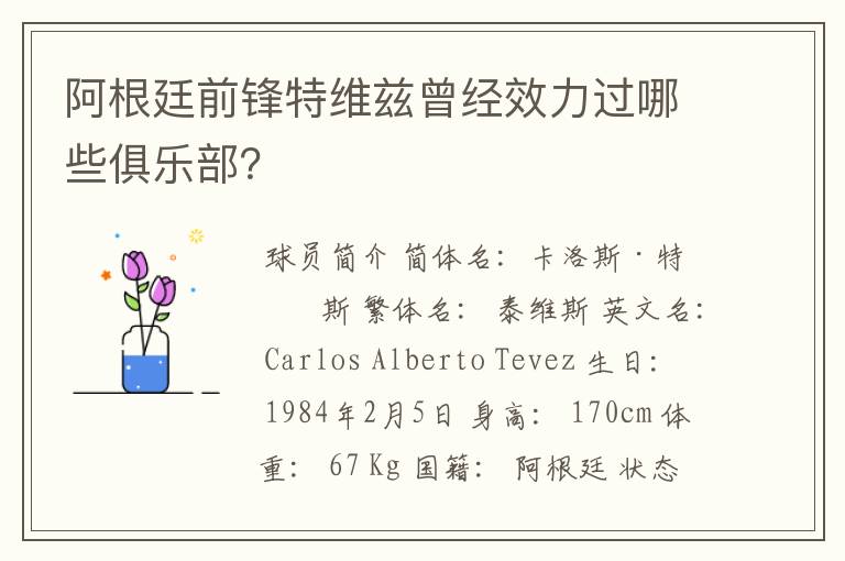 阿根廷前锋特维兹曾经效力过哪些俱乐部?