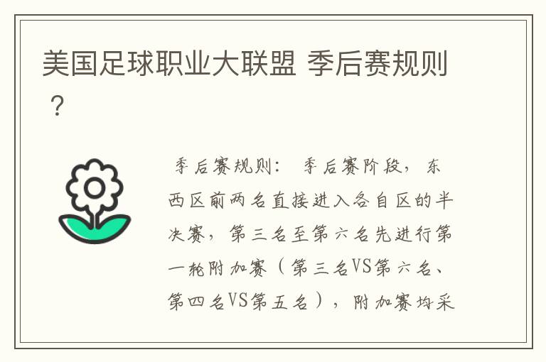 美国足球职业大联盟 季后赛规则 ?