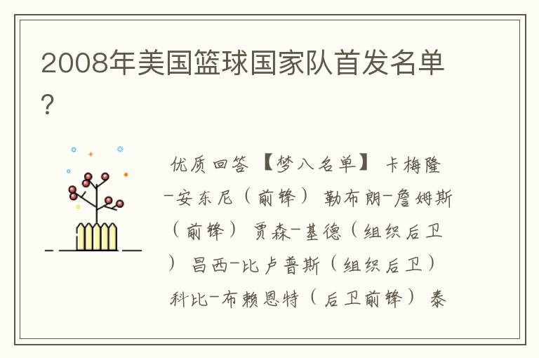 2008年美国篮球国家队首发名单?
