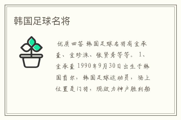 韩国足球名将