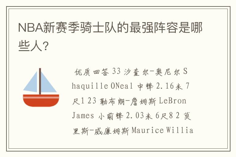 NBA新赛季骑士队的最强阵容是哪些人?