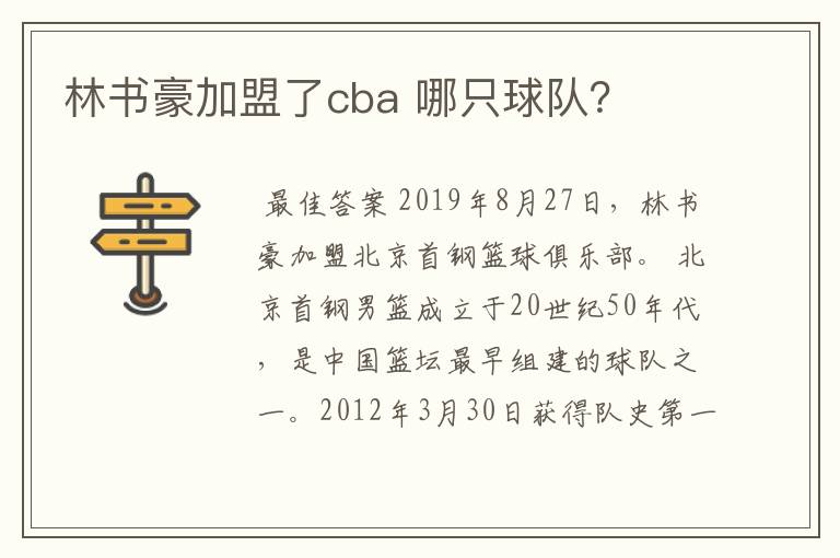 林书豪加盟了cba 哪只球队?