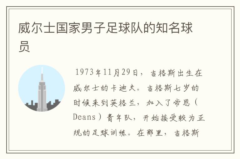威尔士国家男子足球队的知名球员