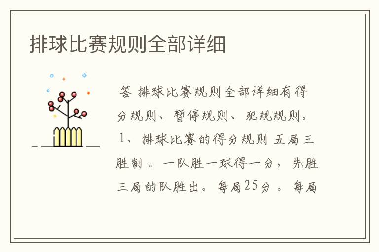 排球比赛规则全部详细