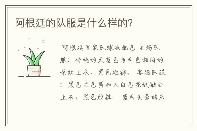 阿根廷的队服是什么样的?