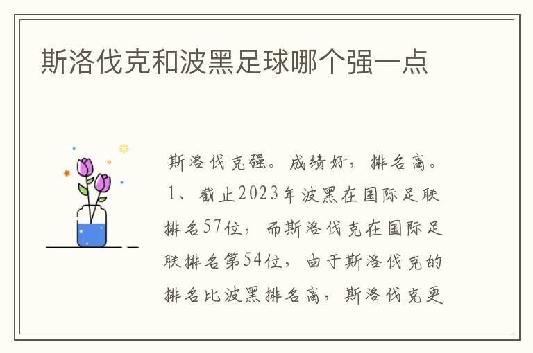斯洛伐克和波黑足球哪个强一点