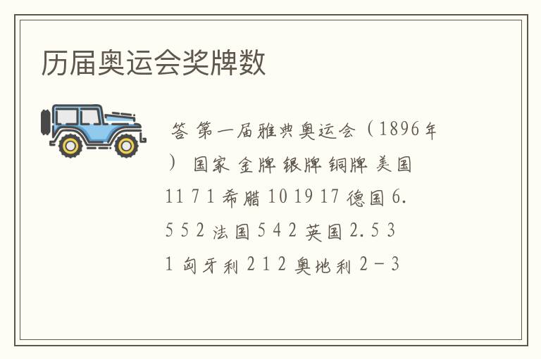 历届奥运会奖牌数