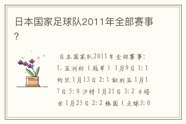 日本国家足球队2011年全部赛事?