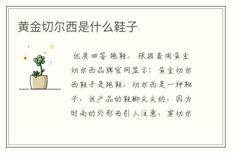 黄金切尔西是什么鞋子