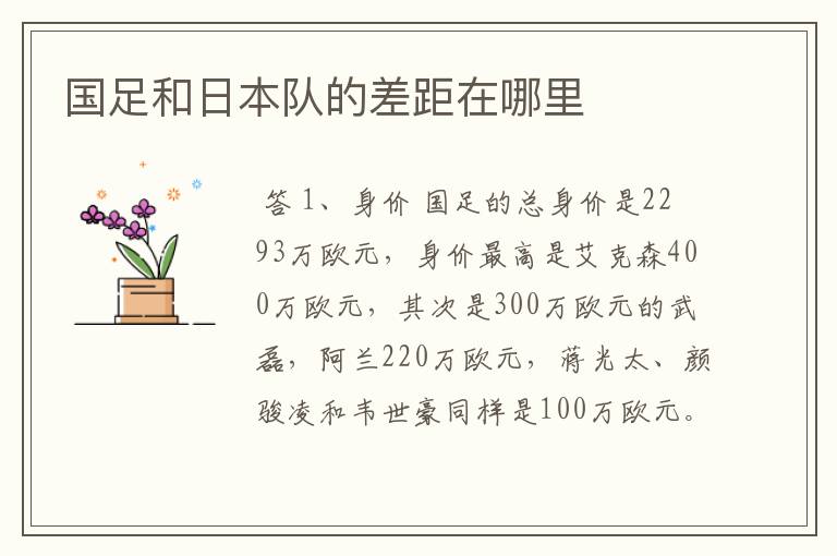 国足和日本队的差距在哪里