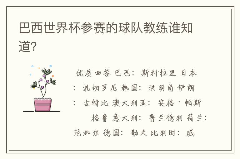 巴西世界杯参赛的球队教练谁知道?