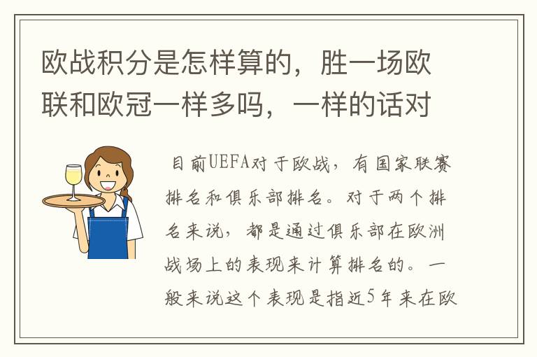欧战积分是怎样算的,胜一场欧联和欧冠一样多吗,一样的话对意甲太不公平了。