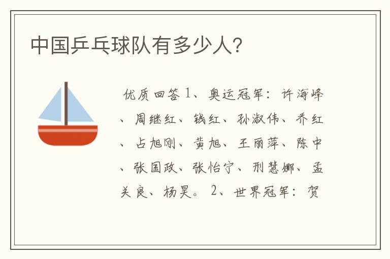 中国乒乓球队有多少人?