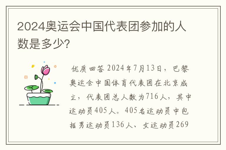 2024奥运会中国代表团参加的人数是多少?