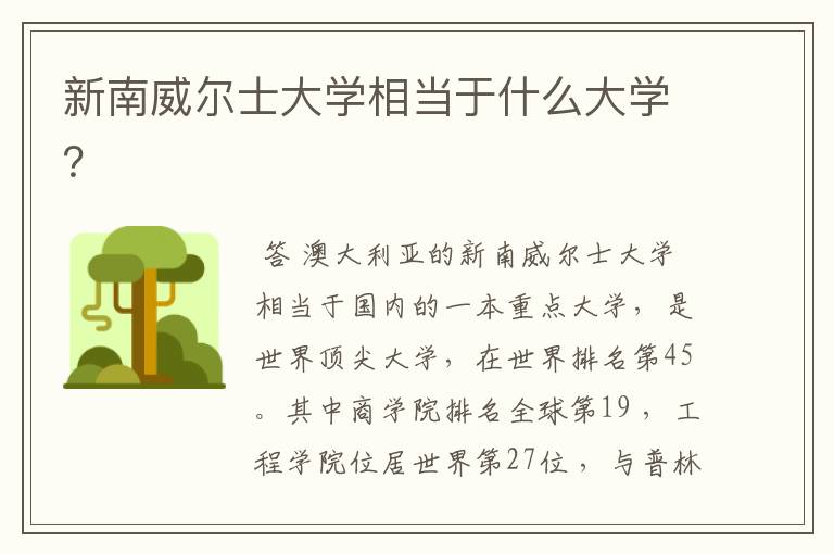新南威尔士大学相当于什么大学?
