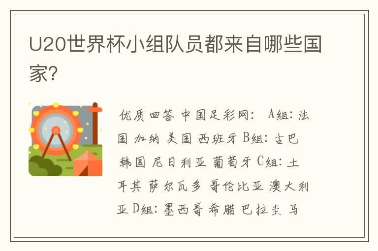 U20世界杯小组队员都来自哪些国家?