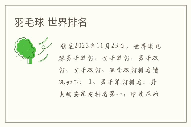 羽毛球 世界排名
