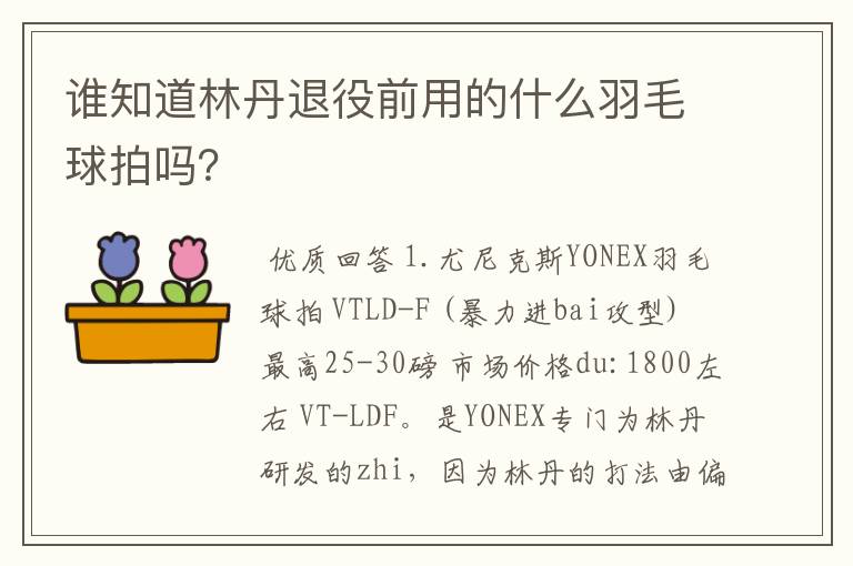 谁知道林丹退役前用的什么羽毛球拍吗?