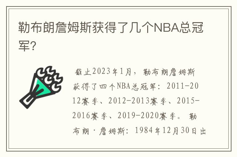 勒布朗詹姆斯获得了几个NBA总冠军?