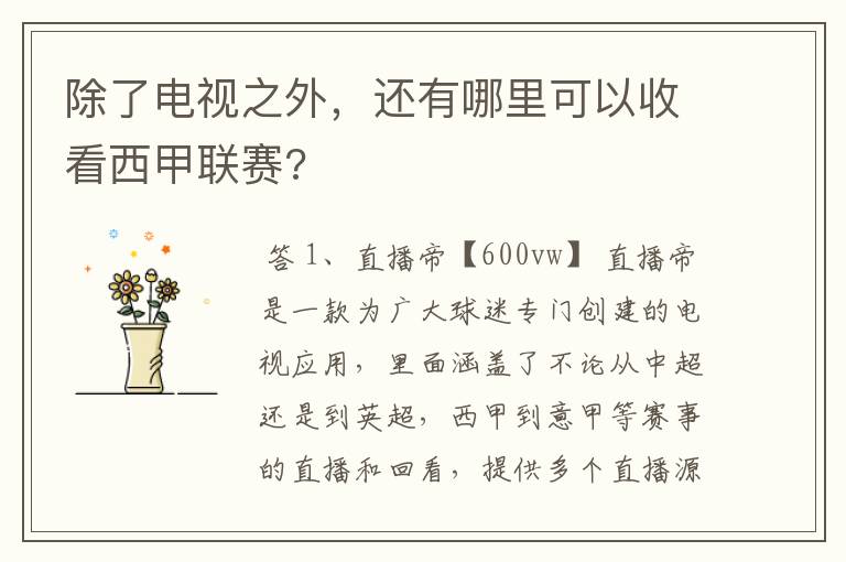 除了电视之外,还有哪里可以收看西甲联赛?