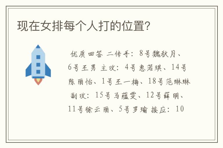 现在女排每个人打的位置?
