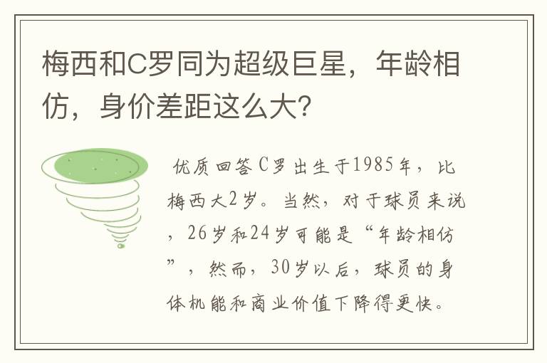 梅西和C罗同为超级巨星,年龄相仿,身价差距这么大?