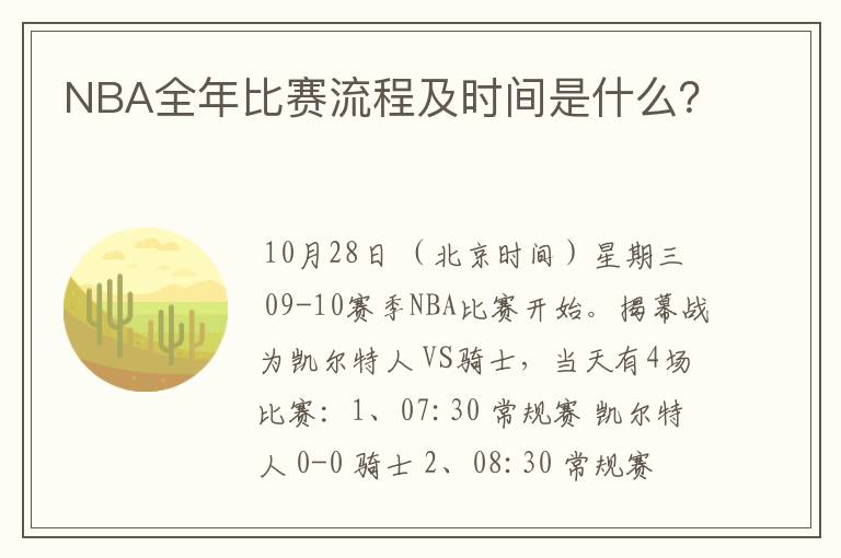 NBA全年比赛流程及时间是什么?