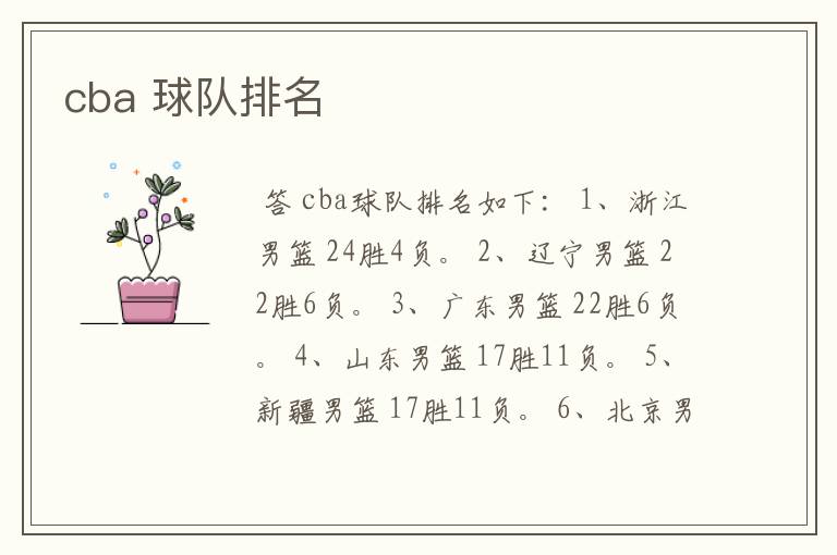cba 球队排名