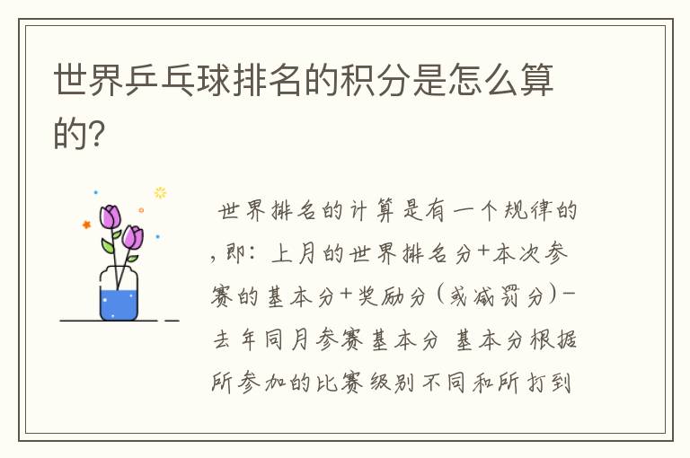 世界乒乓球排名的积分是怎么算的?