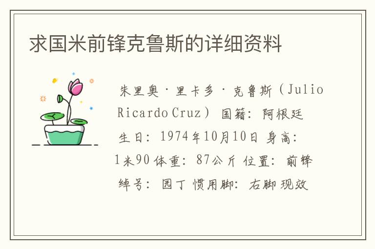 求国米前锋克鲁斯的详细资料