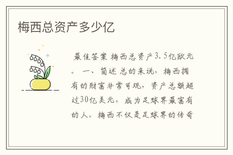 梅西总资产多少亿