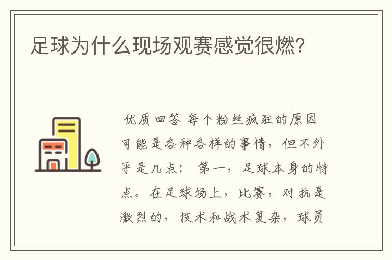 足球为什么现场观赛感觉很燃?