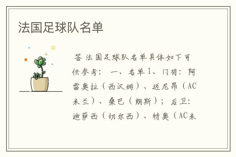法国足球队名单