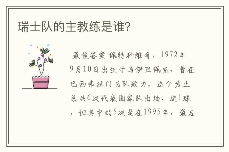 瑞士队的主教练是谁?