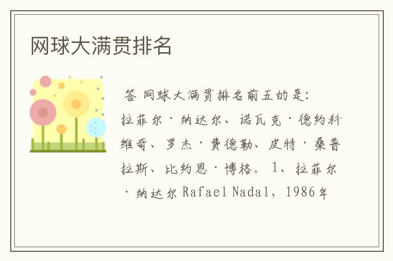 网球大满贯排名
