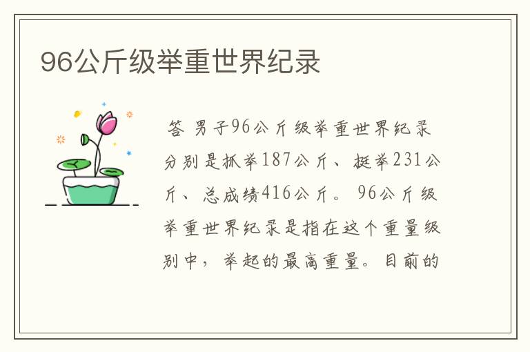 96公斤级举重世界纪录