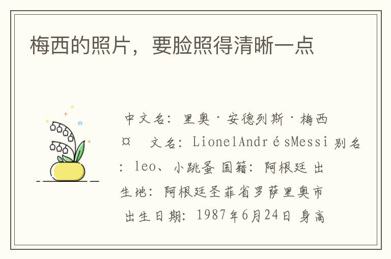 梅西的照片,要脸照得清晰一点