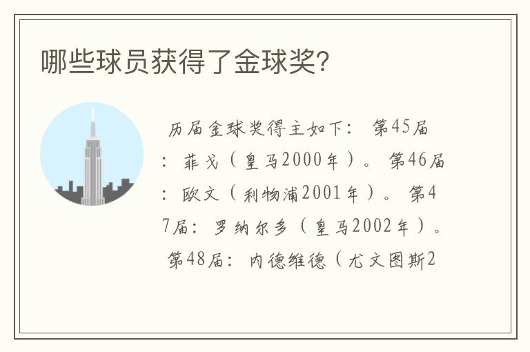 哪些球员获得了金球奖?