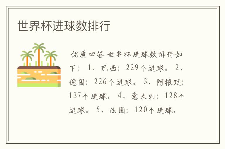 世界杯进球数排行