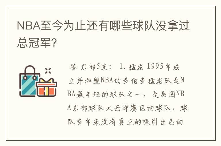 NBA至今为止还有哪些球队没拿过总冠军?