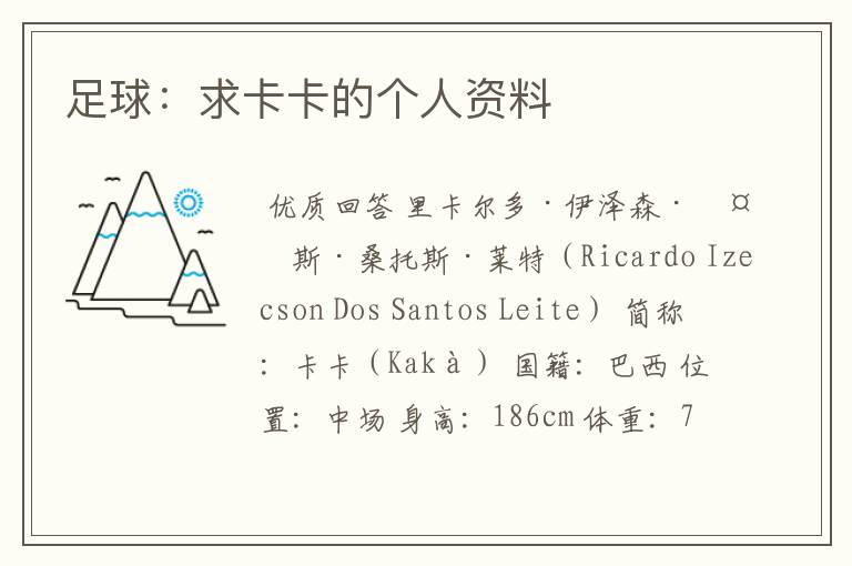 足球:求卡卡的个人资料