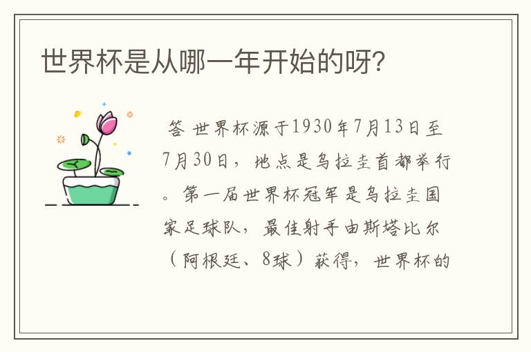 世界杯是从哪一年开始的呀?