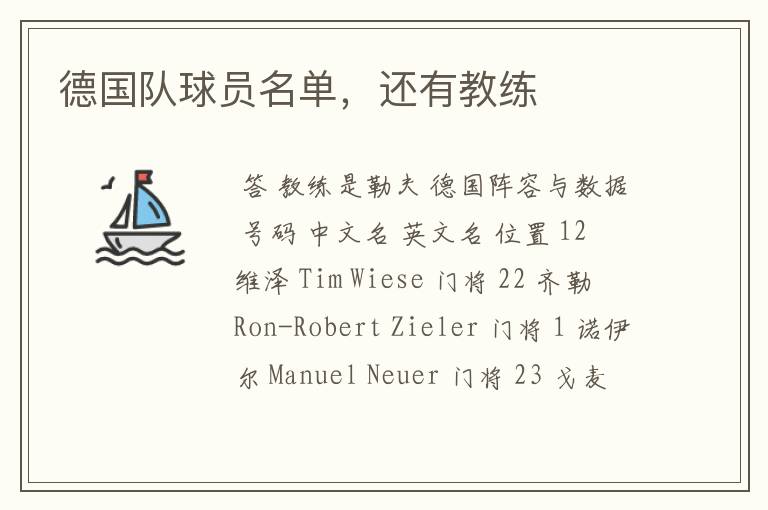 德国队球员名单，还有教练