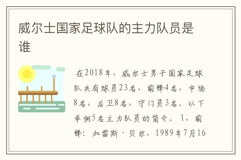 威尔士国家足球队的主力队员是谁