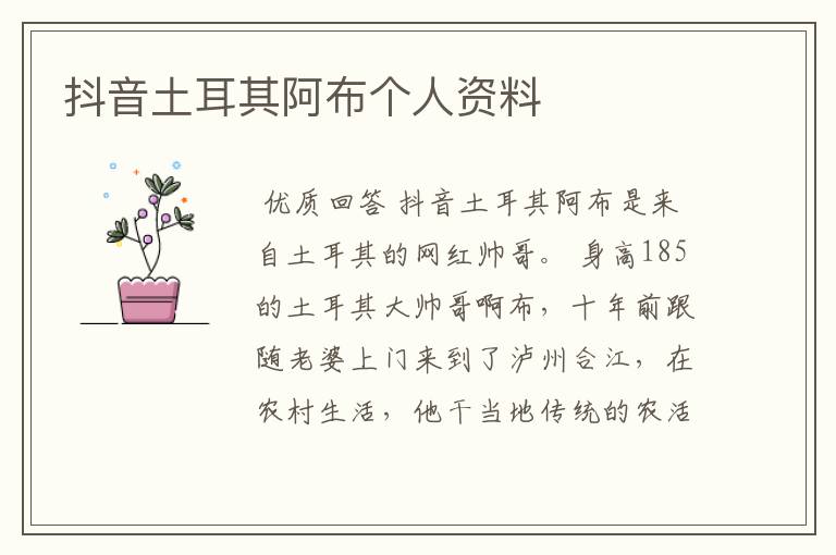 抖音土耳其阿布个人资料