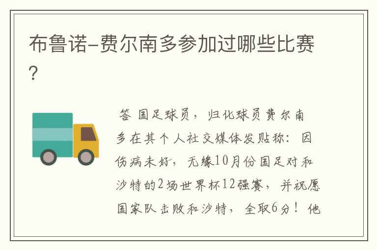 布鲁诺-费尔南多参加过哪些比赛?