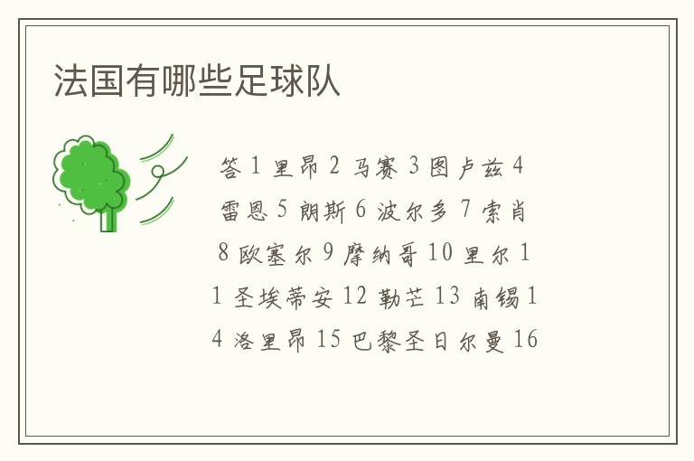 法国有哪些足球队