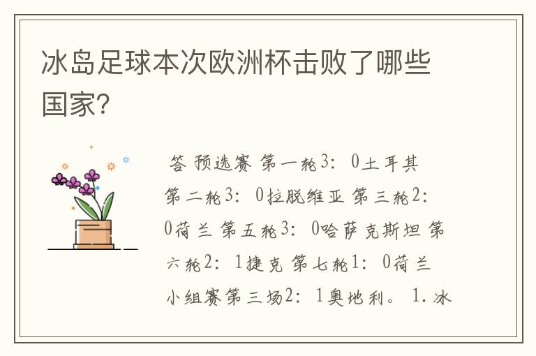冰岛足球本次欧洲杯击败了哪些国家?