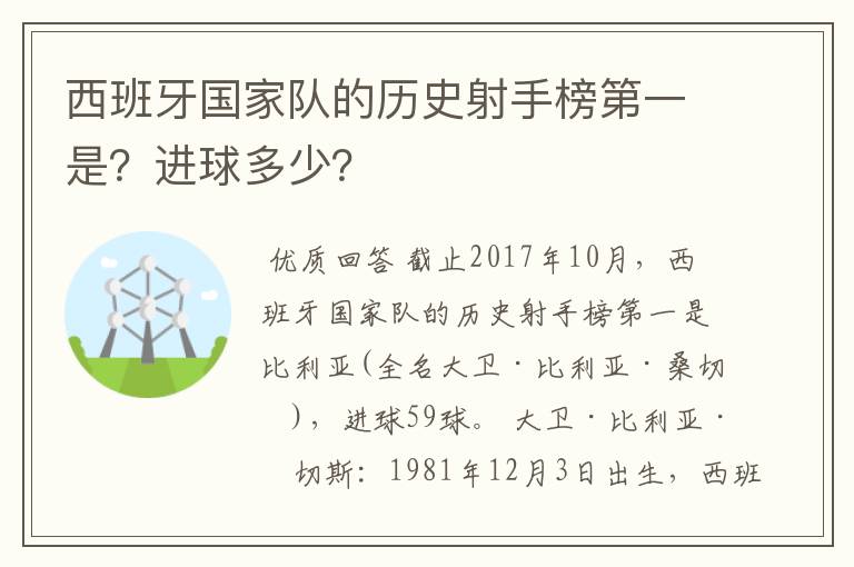 西班牙国家队的历史射手榜第一是?进球多少?