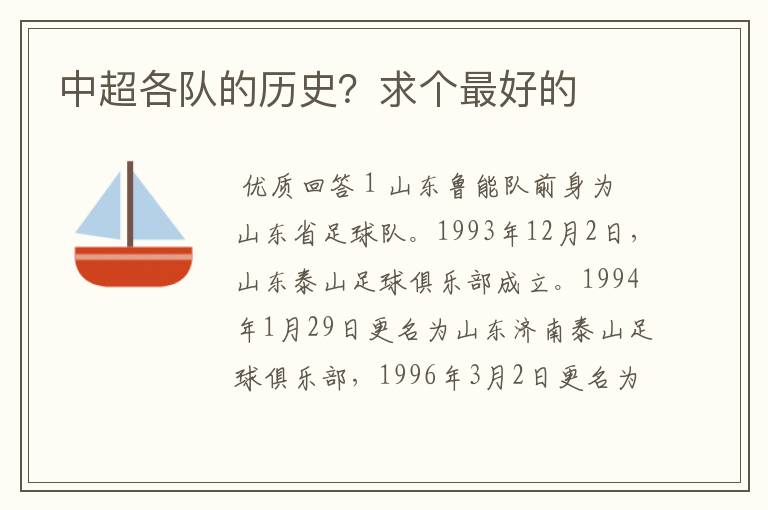 中超各队的历史?求个最好的